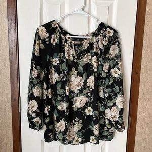 Floral Dressy Top with Flared Sleeves